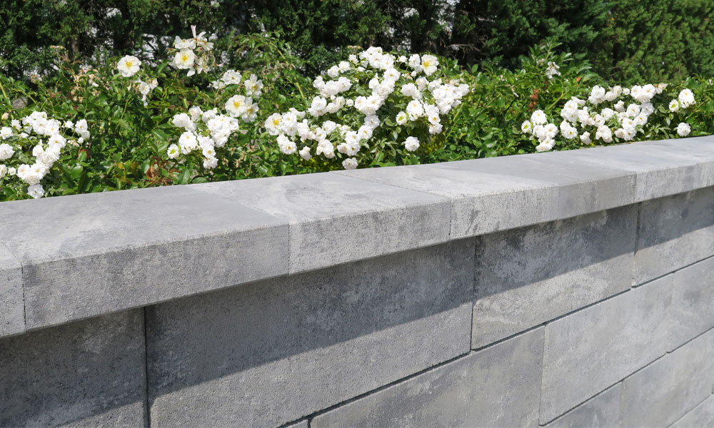 Fedlap 25 x 28 x 6 cm, kőszürke árnyalt; Standard kerítés- és falazókő, kőszürke árnyalt