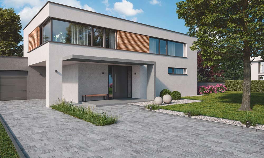 Arret B25 VG4 kombitérkő, platina árnyalt; Univerzális szegélykő, antracit Arret B25 VG4 kombitérkő, platina árnyalt; Univerzális szegélykő, antracit