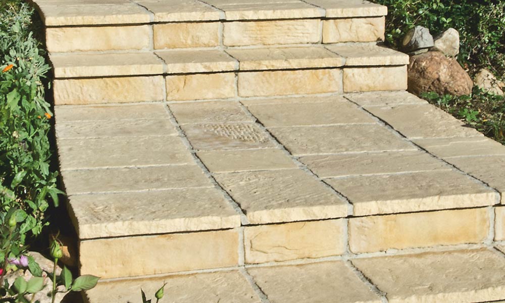 Lépcsők lépcsőfokok Parkstone Antik, homokkő árnyalt Friedl Steinwerke